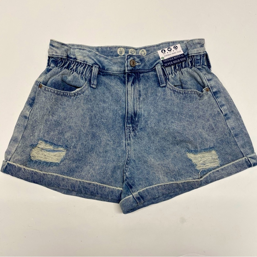 Rewash | Vintage Revival Super High Rise Paperbag Denim Shorts NWT